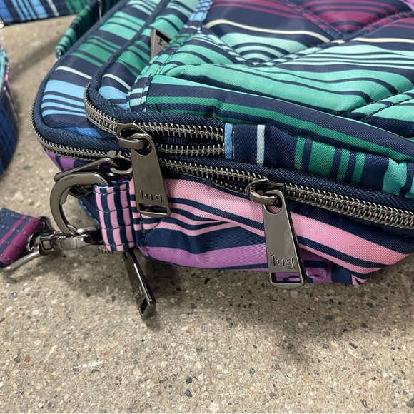 Love Stripe Multi Color Print Lug Medium Top Handle Crossbody Scoop SE - Picture 6 of 16